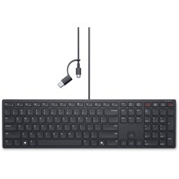Tastatura DELL WIRED KB525C, cu fir, USB, Negru, Aspect SUA, "580-BBSX