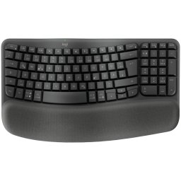 Tastatura LOGITECH Wave, Ergonomic, Wireless + Bluetooth, USB, Grafit, "920-012334