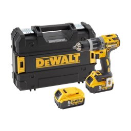 Masina compacta de gaurit si insurubat (bormasina) pe accumulator cu percutie Dewalt DCD796P2-QW, 18 V, 5 Ah, motor fara perii, 27 Nm, 2 acumulatori, incarcator, suport magnetic, agatatoare curea, valiza profesionala
