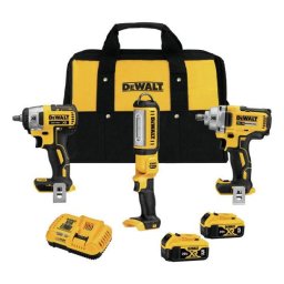 Set 3 masini Dewalt DCK304P2, cu 2 acumulatori XR 18V, 5.0Ah si incarcator in geanta textila, Negru-Galben