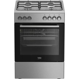 Aragaz cu gaz BEKO, independent, 60 cm, 4 arzatoare, cuptor electric, Argintiu