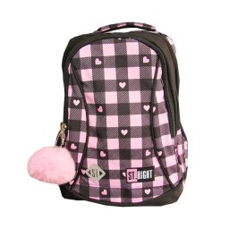Ghiozdan clasele I-IV, 3 compartimente, Majewski, Gama St. Right, Colectia Pink Checkered 2025, BP-26