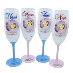 Set 4 pahare botez - Parinti & Nasi, personalizat cu poza bebe - FEIS2504001