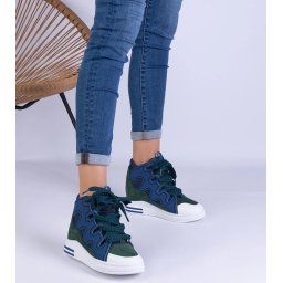 Gemre Adidași de damă albastru-verzi cu șireturi groase Gralina