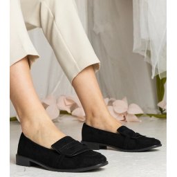Gemre Pantofi clasici de damă negri din piele ecologică întoarsă Laiza