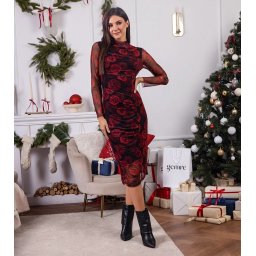 Gemre Rochie roșie cu imprimeu floral SIsi