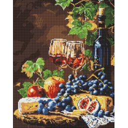 Set goblen cu diamante, cu sasiu, Vinul preferat, 40x50 cm
