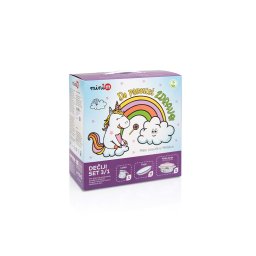 Set 3 piese 1.5l Unicorn Metalacemail/Cana 8cm/Caserola cu capac14cm/Farfurie 18cm