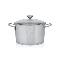 Oala 6l cu capac din sticla Santino Metalacinox/24cm/6l
