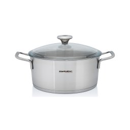 Cratita 4.4l cu capac din sticla Santino Metalacinox/24cm/4.4l