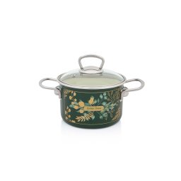 Oala 2l cu capac din sticla Golden Times Metalacemail/16cm/2l