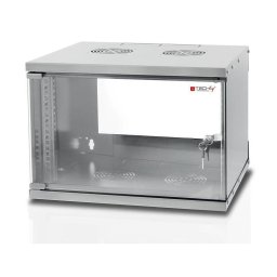 TechlyPro Wallmount cabinet ECO 19'' 6U/450 mm glass door assembled grey