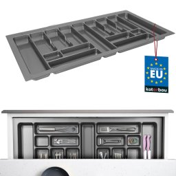 Organizator de tacâmuri inserție pentru sertar de bucătărie gri 49x93 cm