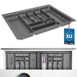 Organizator de tacâmuri inserție pentru sertar de bucătărie gri 49x63 cm