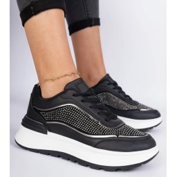 Gemre Adidași negri de damă cu zirconii Fucco