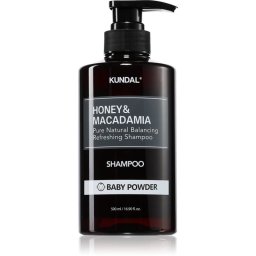 KUNDAL Honey & Macadamia Baby Powder sampon natural pentru păr uscat și deteriorat 500 ml