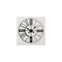 Ceas de perete Ø 60 cm, funcționează cu 1x baterie AA, finisaj patinat negru/alb