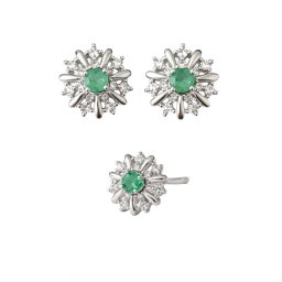 Cercei Smarald Cu Zircon Rotund Fatetat 9x9x15 mm Argint 925 – 1 Pereche