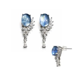 Cercei Acvamarin Cu Zircon Oval 21x10x19 mm Argint 925 – 1 Pereche