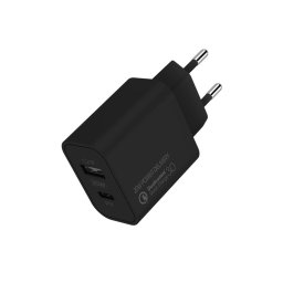 Incarcator de retea USB Type-C + 1x USB-A Quick Charger CW-CHS025QPD-BK 20W Negru