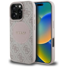 Husa Husa pentru iPhone 16 Pro - Guess 4G Circle Classic Logo MagSafe (GUHMP16LP4PGRSGP) - Pink