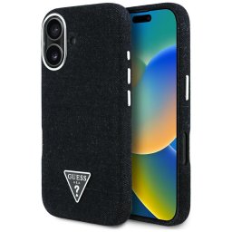 Husa Husa pentru iPhone 16 - Denim Triangle Logo MagSafe (GUHMP16SRJFWTLK) - Black