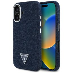 Husa Husa pentru iPhone 16 - Denim Triangle Logo MagSafe (GUHMP16SRJFWTLB) - Blue
