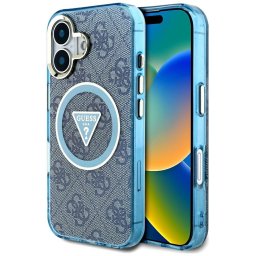 Husa Husa pentru iPhone 16 - IML Metal Glitter 4G Circle Triangle MagSafe (GUHMP16SHG4PRTGB) - Blue