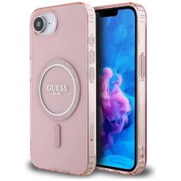 Husa Husa pentru iPhone 16e - Guess IML Glitter Circle MagSafe (GUHMPSE4HFGEREP) - Pink