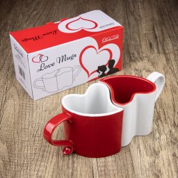 Set 2 x Cani Romantice Inimi pentru Cuplu