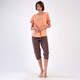 Pijama Damă Mărimi Mari din Bumbac 100% Vienetta, 'Soul Shine' - Confort Delicat și Energie Pozitivă