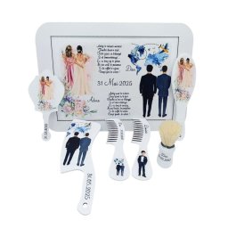Set 2in1 Gătit Mireasă și Mire, model deosebit cu tablou personalizat, 7 piese - FEIS504008