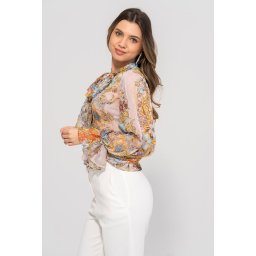 Bluza din sifon gofrat cu imprimeu floral AISHA, Hermosa, multicolor