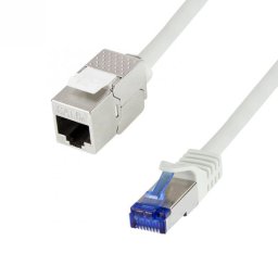 Cablu prelungitor de retea RJ45 SFTP Cat6A LSOH cu keystone 15m Gri, Logilink CC5102S