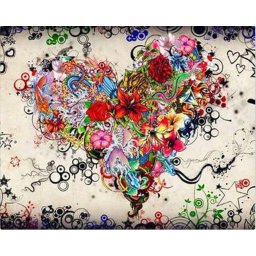 Set pictura pe numere, cu sasiu, Florile inimii, 40x50 cm