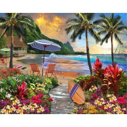 Set pictura pe numere, cu sasiu, Sub cocotieri, 40x50 cm