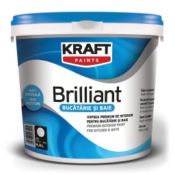 Vopsea Super Lavabila Alba Pentru Baie Si Bucatarie Kraft Brilliant Bucatarie Si Baie / 4L