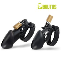 Brutus Denial Silicone Chastity Cage Set Black