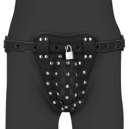 Ouch! PU Leather Chastity Jock Black