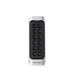 Cititor de card cu tastatura Hikvision DS-K1107AEK, citeste carduri cu frecventa de 125 KHz, distanta citire: <= 50 mm, RS-485, Wiegand (W26/W34) protocol si protocol OSDP, indicator de stare si alimentare, buzzer incorporat, tamper, alimentare 12VDC,