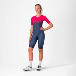 Castelli - costum triatlon cu maneca scurta - Core Tri W Suit Short Sleeve - albastru roz