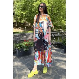 ROCHIE MAXI CU BUZUNARE SI MANECI CLOPOT CITY MELEK TALIE UNICA Multicolora