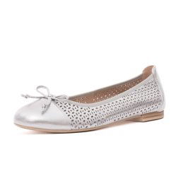 Balerini dama din piele naturala, Caprice, 9-22185-42 920 SILVER METAL, argintiu