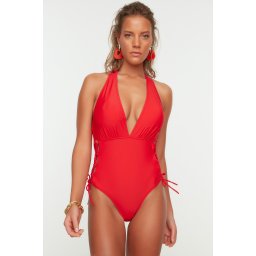 Trendyol Red Cravată costum de baie detaliate