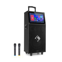 Auna KTV, sistem de karaoke, 15,4" ecran tactil, 2 microfoane UHF, WiFi, BT, USB, SD, HDMI, tip cărucior (PAS5-1215dvd)