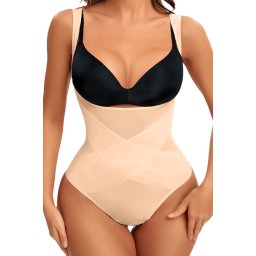 Body modelator, invisi, efect push-up si aplatizare talie, compresie ridicata, DivineFit, Beige