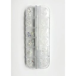 Figurine de manichiură 3D, set (fundițe + perle, alb)