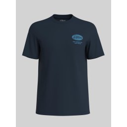 s.Oliver Big Sizes Tricou barbati big sizes cu decolteu la baza gatului si imprimeu cu logo, Bleumarin (SELECTATI MARIMEA: 2XL)