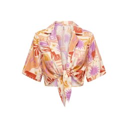 ONLY Cămaşă Onlzuffy Life S/S Knot Ptm 15344934 16-1452 TCX firecracker