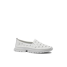 Mocasini damă Gallop albi din piele naturală, cu model perforat FNX242-39 EU